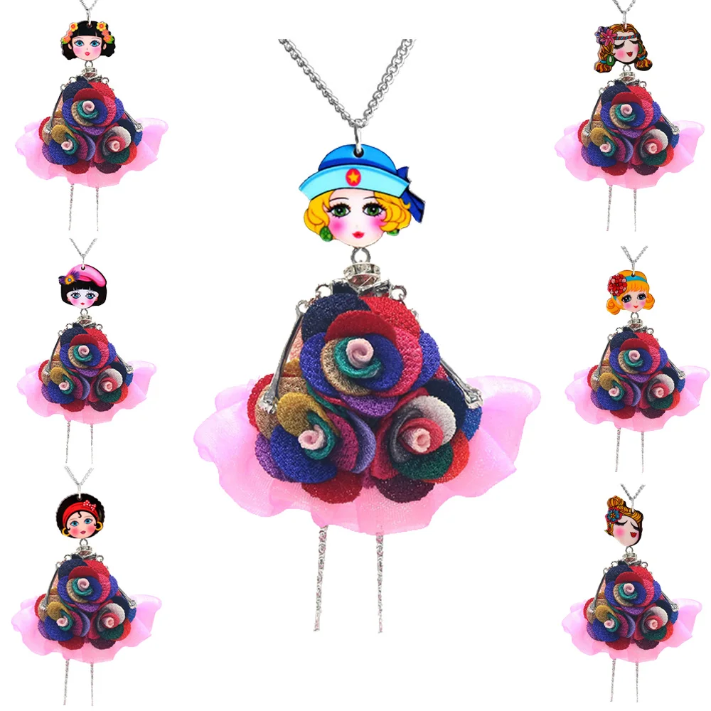 Женская подвеска из акрилового хрусталя длинная цепочка ожерелье платье ручная