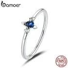 Bamoer 925 пробы серебряные Простые Кольца на палец с крестом для женщин винтажные Ретро штабелируемые кольца для колец Изящные серебряные ювелирные изделия SCR679