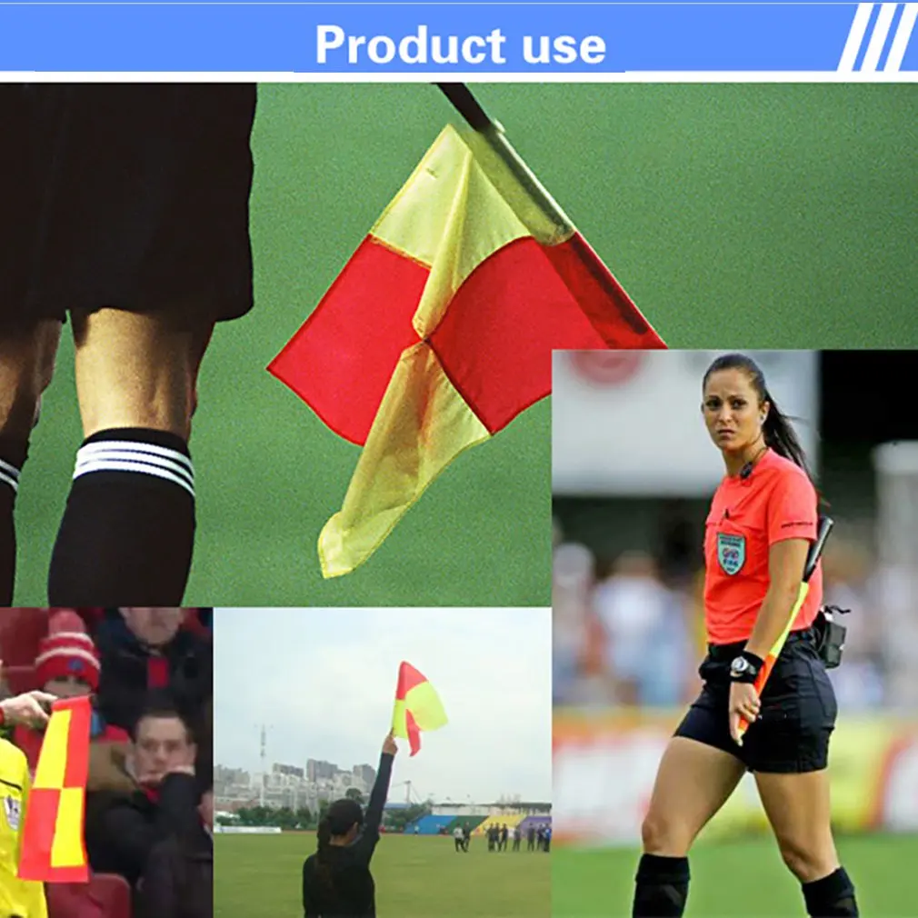 1Pair Soccer Referee Flags Professional Fair Play Football Linesman with Storage Bag Sports Game Equipment | Спорт и развлечения