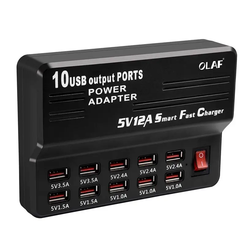 EU Plug 10 Ports USB Charger 3.5A Quick Charge For iPhone iPad Samsung Multiple Wall Mobile Phone Universal Adapter | Электроника