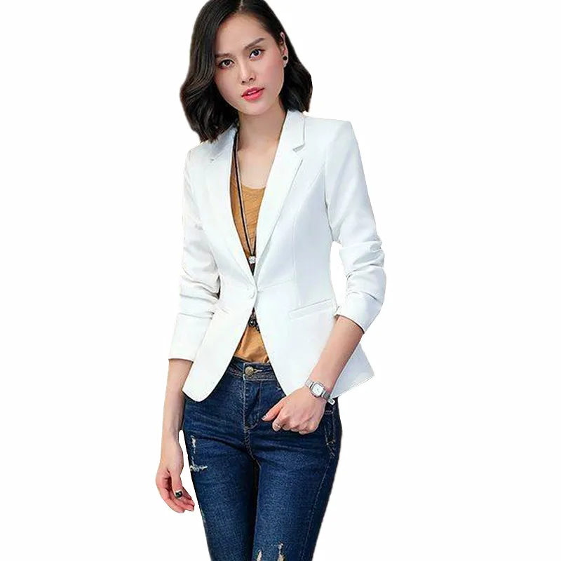

Pure Color Women Suit Blazer Coat White Green Black Slim Ladies Office Jacket Fashion Casual Top Jaqueta S M L XL XXL XXXL