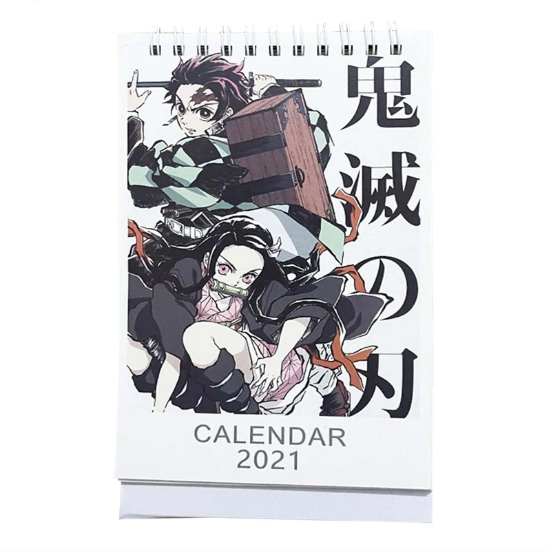 

2021 Anime Demon Slayer Kimetsu No Yaiba Desk Calendar Kamado Tanjirou Cartoon Figure Desk Calendars Daily Schedule Planner