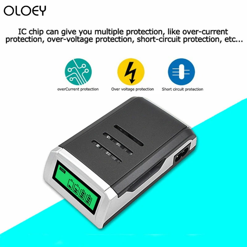 Универсальное зарядное устройство с 4 слотами умное ЖК дисплеем для