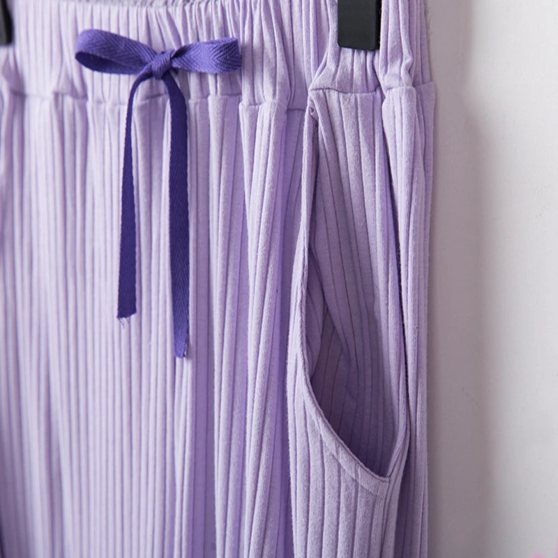 Осень-зима 2020 женские пижамы Корейская версия вязаный пуловер в полоску с