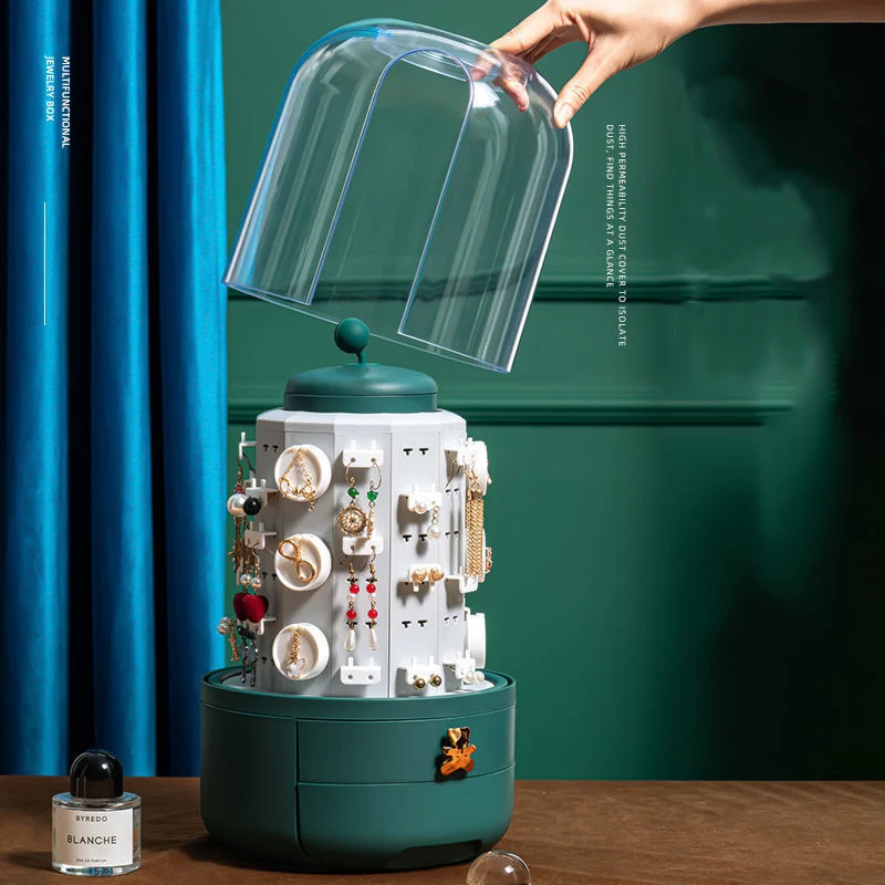 Настольный ящик для хранения ювелирных изделий большая емкость вращающийся на 360