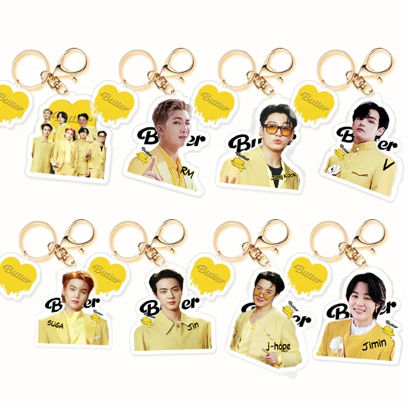 

1Pcs/Set Kpop Bangtan Boys Acrylic Keychain Album Butter JIN JIMIN V Key Chain Accessories Key Ring Cute Pendant Keyring Gifts