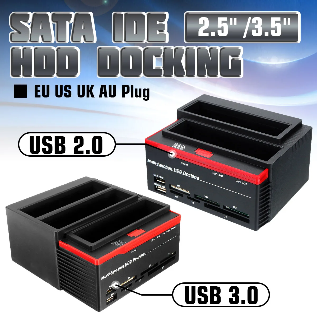 2," 3,5" USB 3,0 USB 2,0 2 порта SATA 1 порт IDE внешний жесткий диск док-станция кардридер USB3.0 концентратор HDD корпус