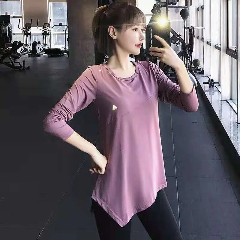 

Quick-drying Sports Top Women Long-sleeved T-shirt Outer Wear Yoga Clothes Running Shirts Breathable Fitness T-shirt