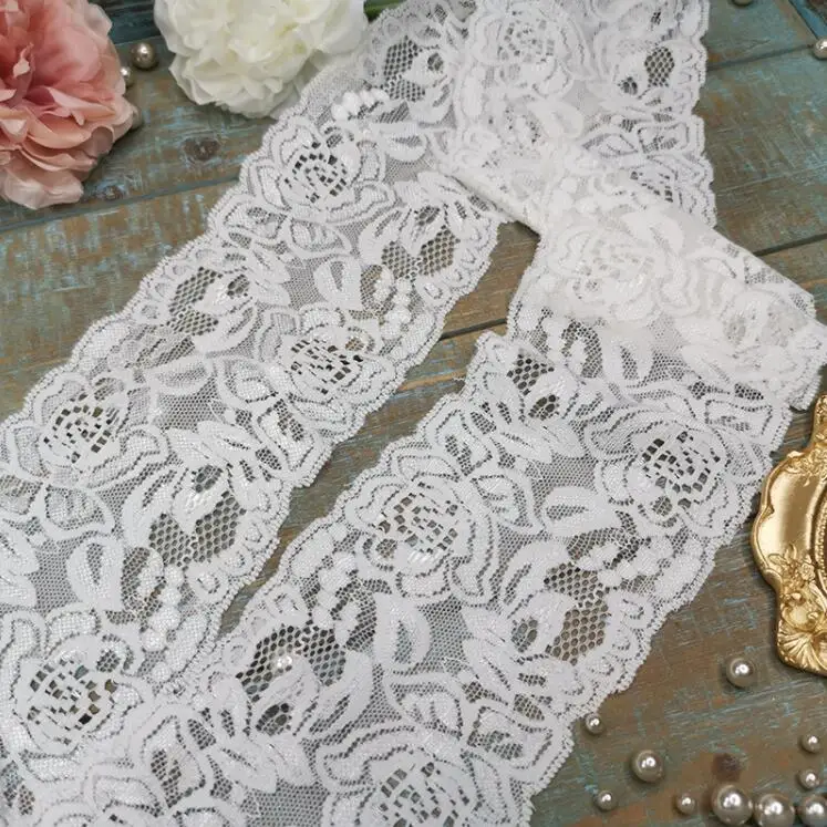 3 ярда розовая абрикосовая цвет слоновой кости морской эластичная кружевная