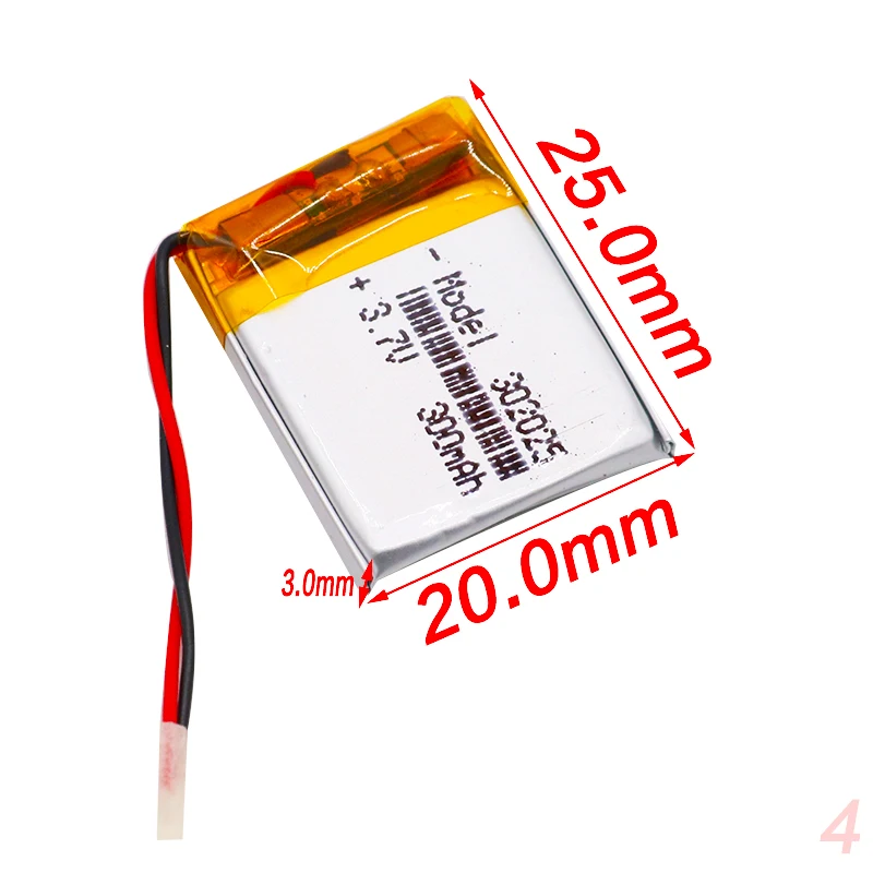 2pcs3.7 V 300mAh 302025 Lipo литий-полимерные аккумуляторы с PCM для MP3 MP4 MP5 Bluetooth гарнитура