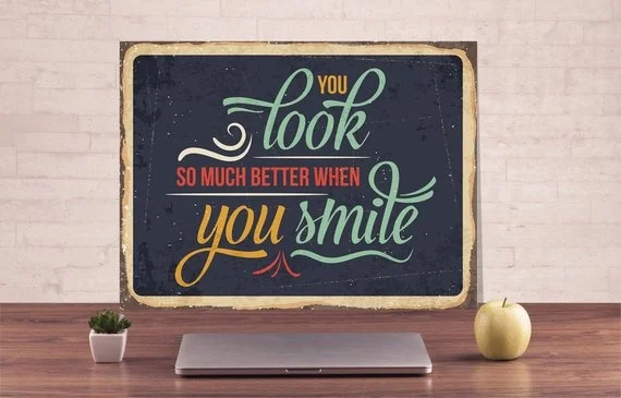 

You Look So Much Better When You Smile, Smile Sign, Personalized Signs, Room Decor, Metal Art, Vintage Tin Sign