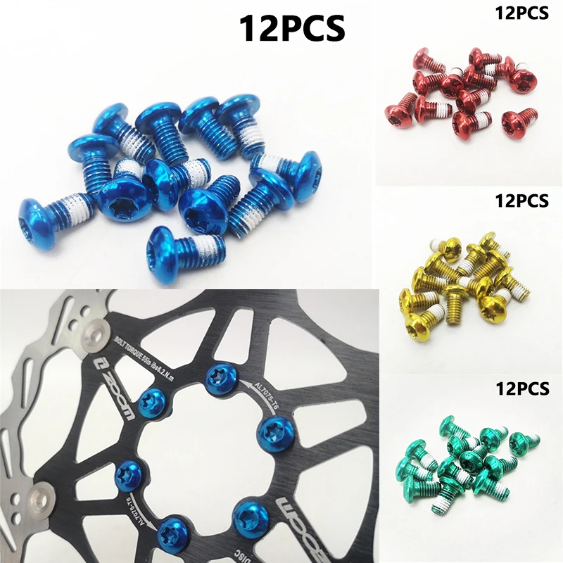 

12 PCS MTB Bike Color Non-slip Disc Screw Bicycle M5x10mm Disk Brake Rotor Bolts T25 Torx Screws Mountain Bike Accessories