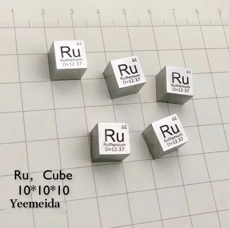 Metal cube Рутений Металл 10 мм Плотность куб 99.95% чистый для коллекции элементов - Цвет: Metal cube