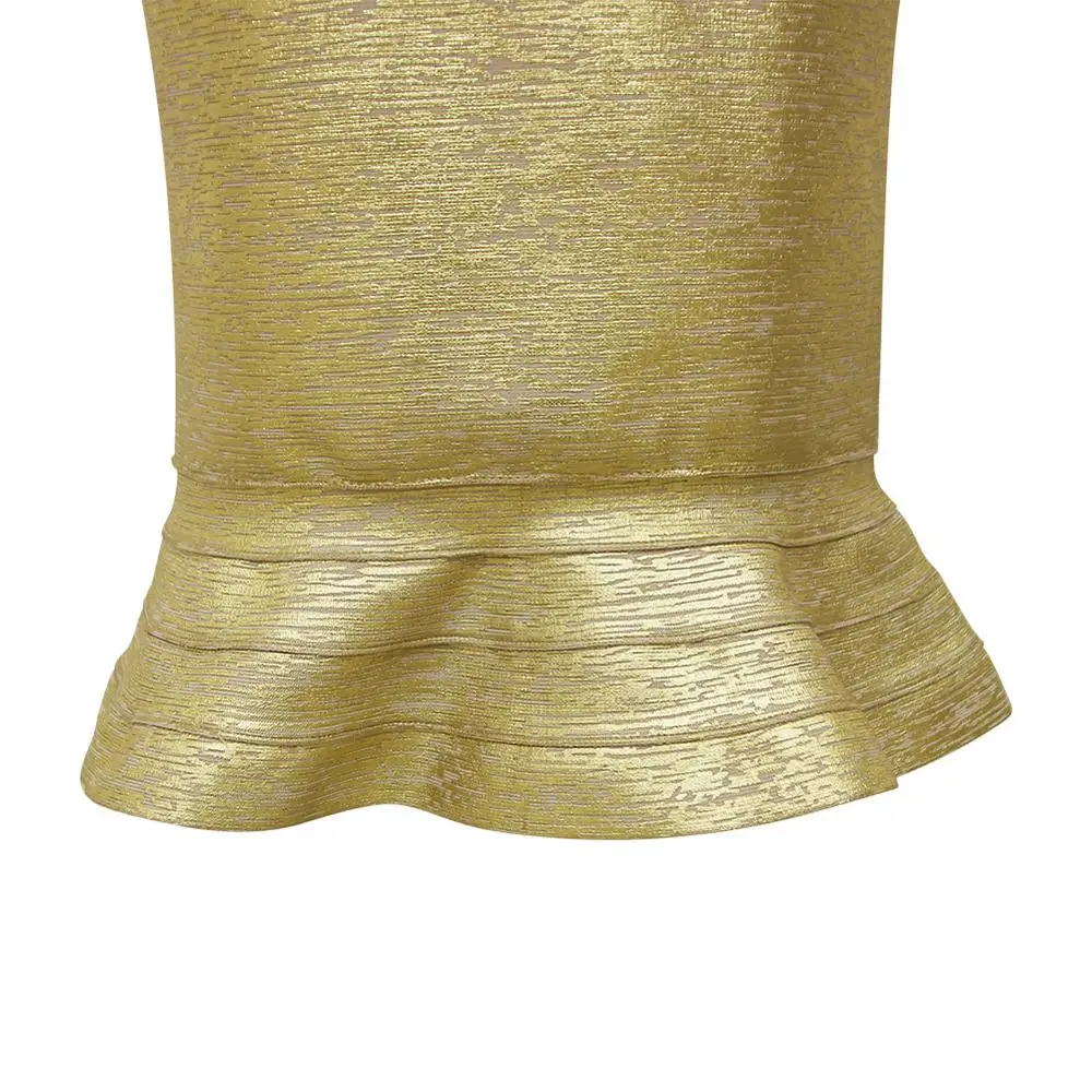 

Top Quality Autumn Women Sexy Strapless Backless Bronzing Gold Mermaid Bodycon Bandage Dress 2019 Elegant Female Party Dress