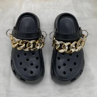 2021 new arrivals fashion acrylic golden shoe chain custom croc charms decoration for womens clogs shoe jewelry accessories