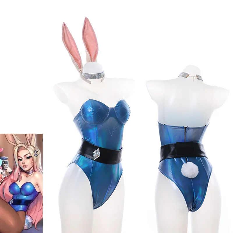Game LOL Spirit Blossom Ahri Cosplay KDA Bunny Tight Costume Sexy Girls Dress Jumpsuits Party Halloween