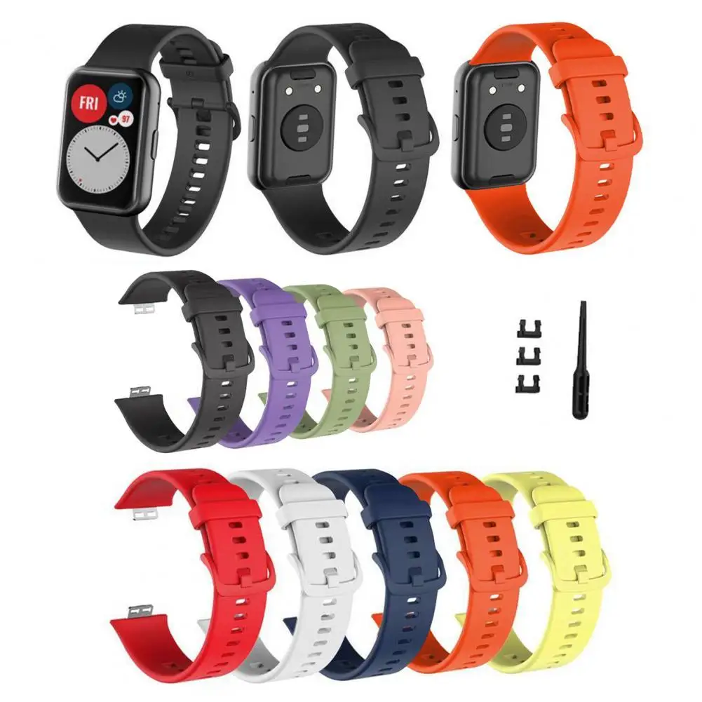 

Solid Color Silicone Bracelet Band Strap for HUAWEI Watch Fit TIA-B09/TIA-B19 Watchband Smart Watch Bracelet