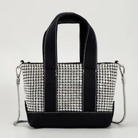 brand rhinestone large handbags for women simple tote female high quality shoulder crossbody bags casual buckettop handle bag
