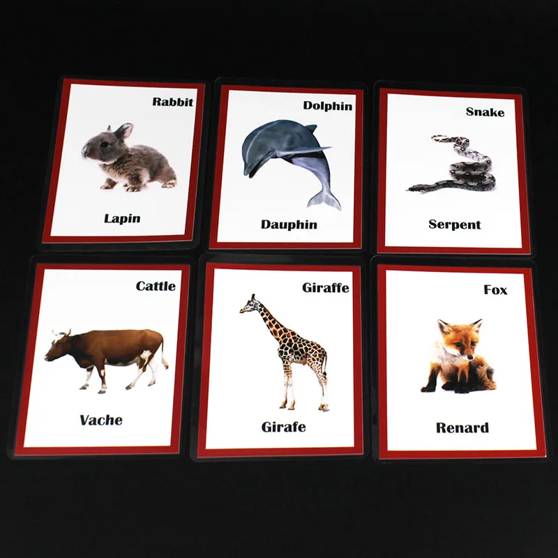 Детская головоломка Монтессори с французскими/английскими животными обучающая