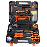 46 pcs household hand tool set home use tool case gereedschap herramienta utility knife ratchet handle socket led light hts022