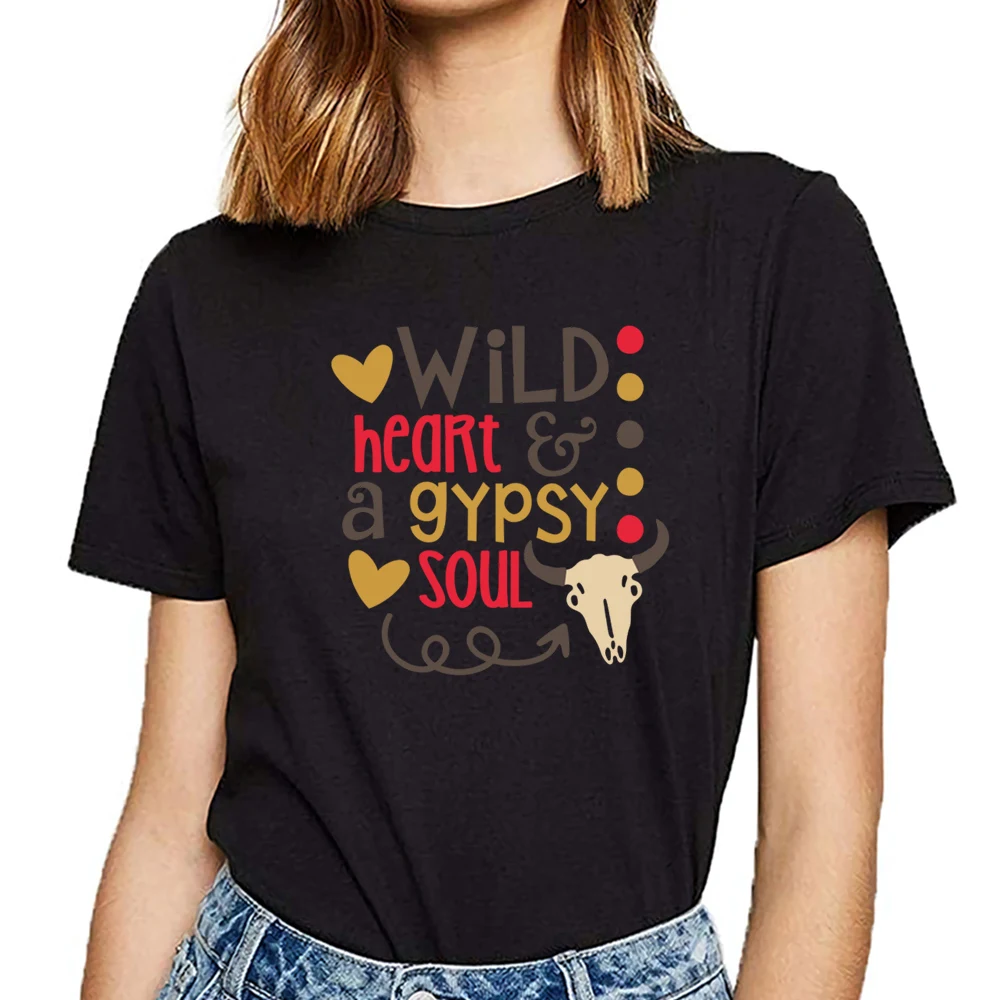 Женские футболки wild heart и gypsy soul Детские Премиум Kawaii надписи принт Женская
