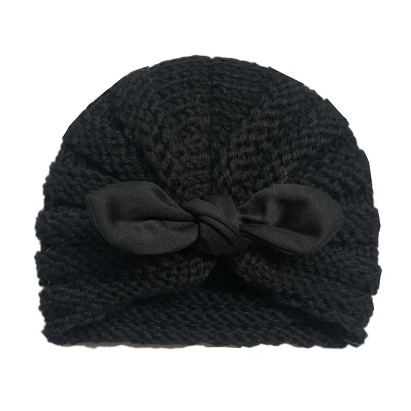 Black with ears Модная зимняя куртка для маленьких девочек Шапки с жемчугом Карамельный цвет, Вязанная, Beanie Hat baby шапка Fotografia аксессуары 1 предмет - Цвет: Black with ears