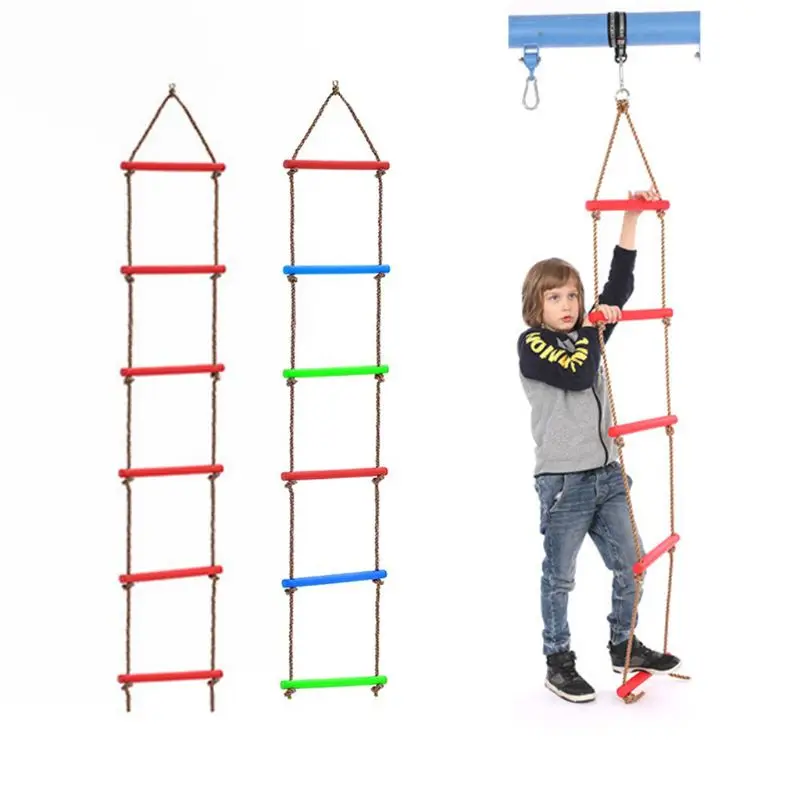 

Wooden Rungs PE Rope Ladder Kids Sport Rope Swing Safe Fitness Equipment Child Climbing Indoor Outdoor Garden Toy