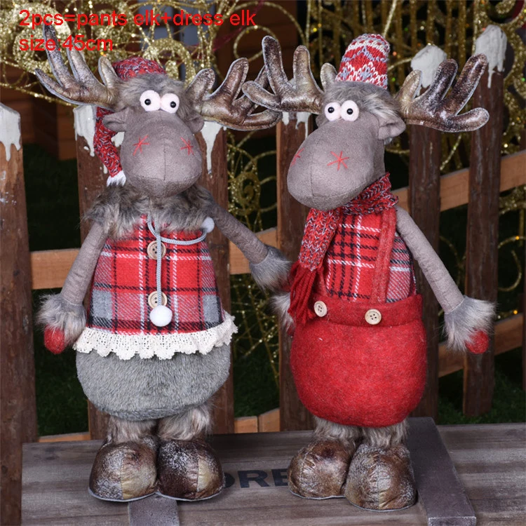 2pcs 256 Рождественские украшения, выдвижные фигурки-подставки, 3 шт., Санта Клаус+ Снеговик+ лось, Рождественские куклы, аксессуары для украшения дома и офиса - Цвет: 2pcs 256
