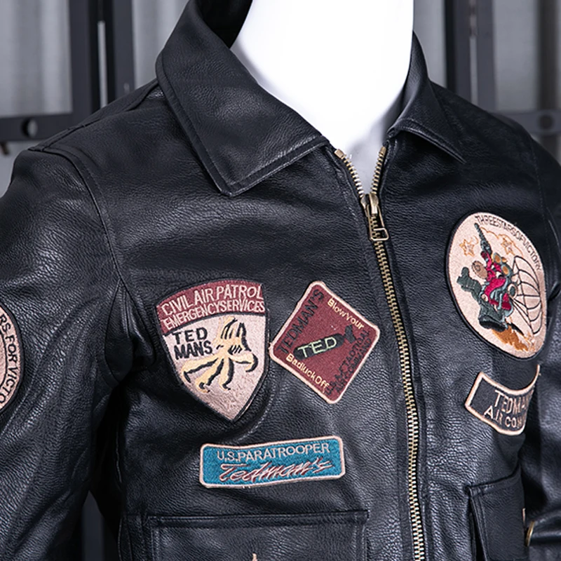 Нам Стиль Air Force узор рядовой автомобильной кожаные куртки и пальто больших