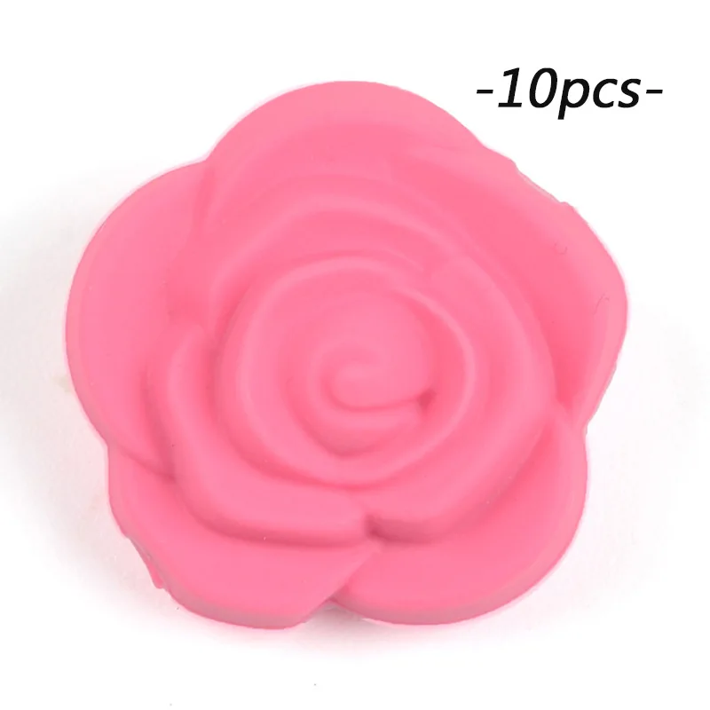 sakura LOFCA 10 шт Силиконовые Бусины розы пищевой силиконовый продукт для детей для изготовления ювелирных изделий Детская Соска-подвеска BPA бесплатные игрушки - Цвет: sakura