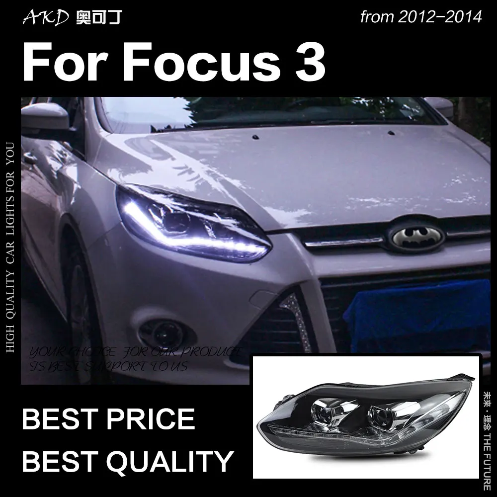 АКД стайлинга автомобилей для Ford Focus фары 2012 2014 фокус светодиодный DRL D2H Hid | Отзывы и видеообзор