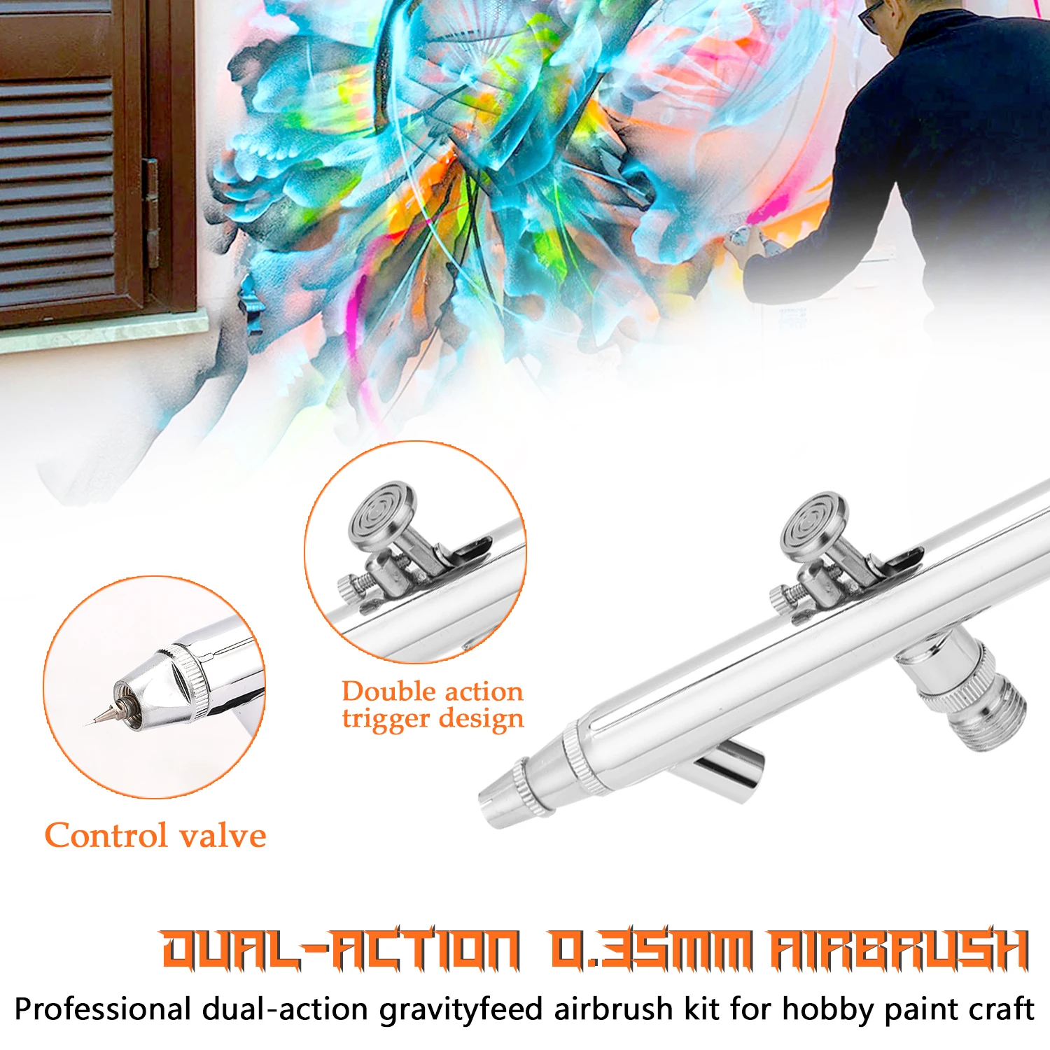 Аэрограф 0 35 мм набор для моделирования художественная живопись с адаптером G1/8 2