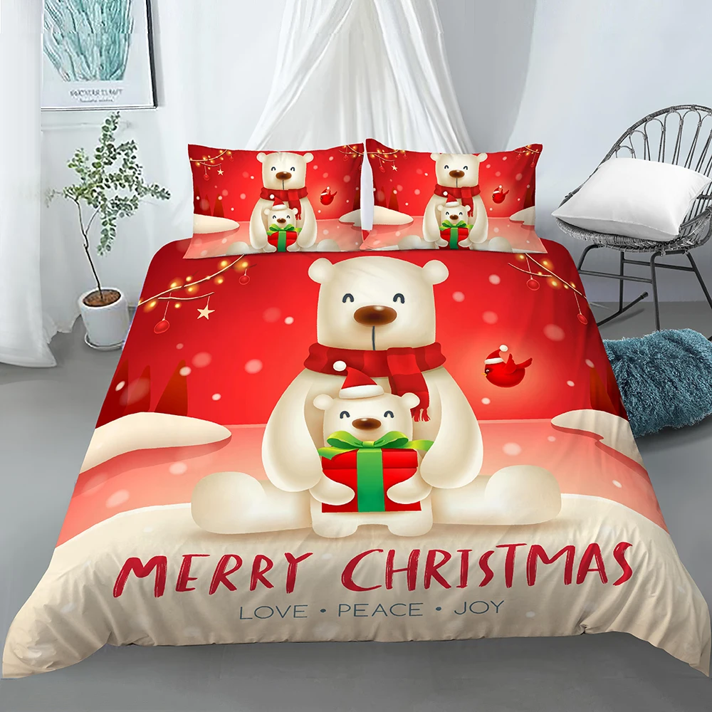

2020 New Christmas Bedding Set Santa Claus Duvet Cover with 1/2Pcs Pillowcase Comforter Home Textiles Christmas Gift For Kids