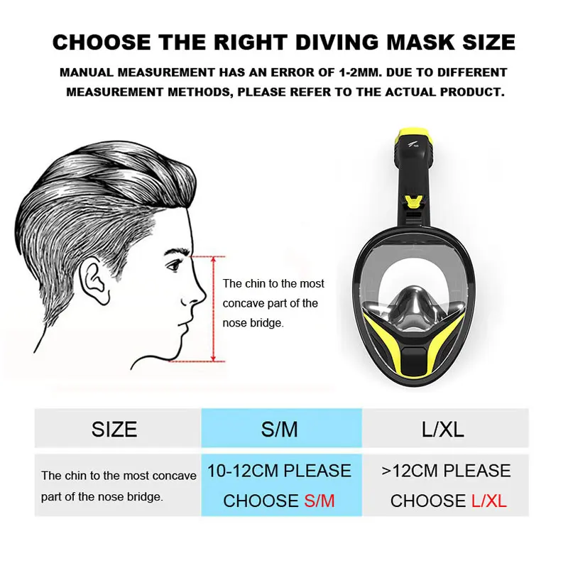 

Foldable Diving Mask Full Face Anti-fog Snorkeling Mask Underwater Scuba Respirator Masks Waterproof Training Dive Equipment