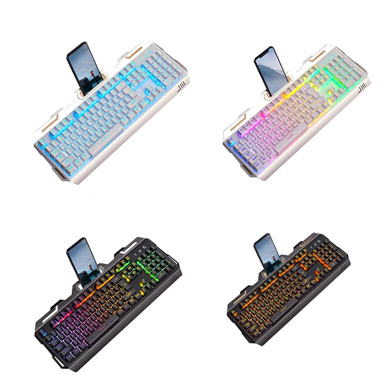 

Portable USB Wired Mechanical Keyboard Game Anti-Ghostingrainbow Light With Silent RGB Backlit For Computer PC Laptop 2021