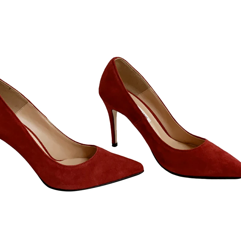 Туфли женские замшевые с острым носком заостренный носок высокий каблук-шпилька