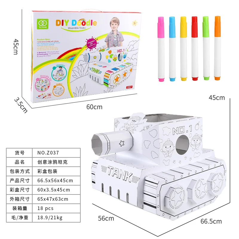 

3D Tanks Puzzle Color Wearable Model Early Education Children's Graffiti Coloring Mosaic Toys For Children