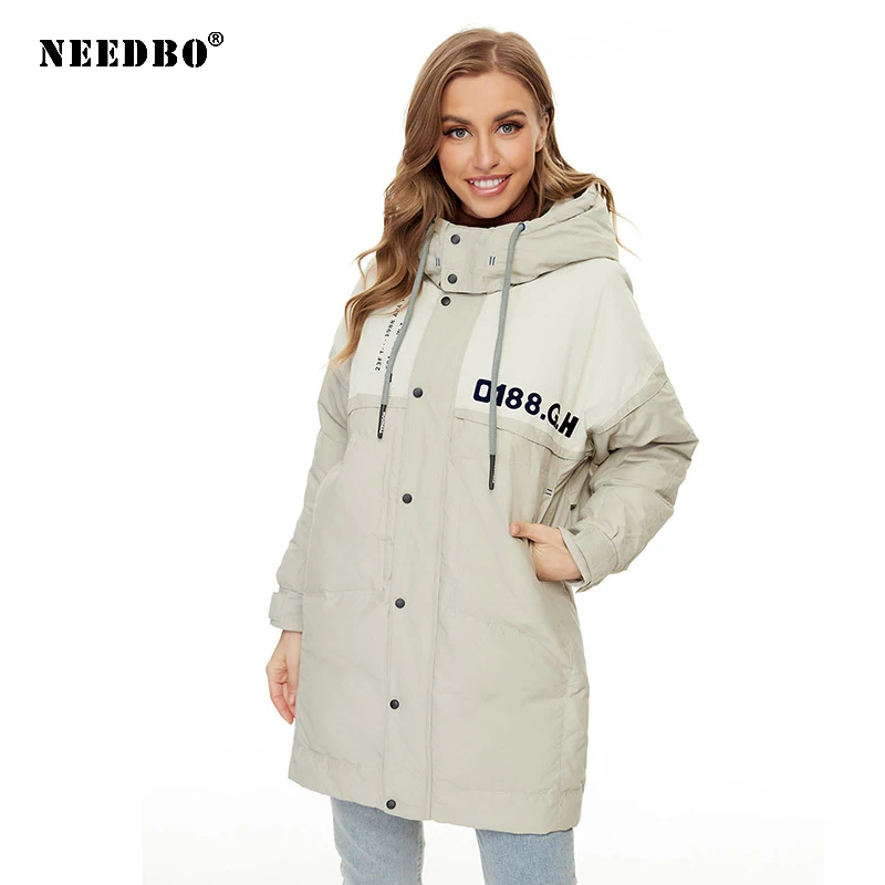 NEEDBO Mid-length Cotton PaddedJacket 2021 New Coat Women's Winter Jacket Parker Loose Thick Hooded Women Outwear Overcoat