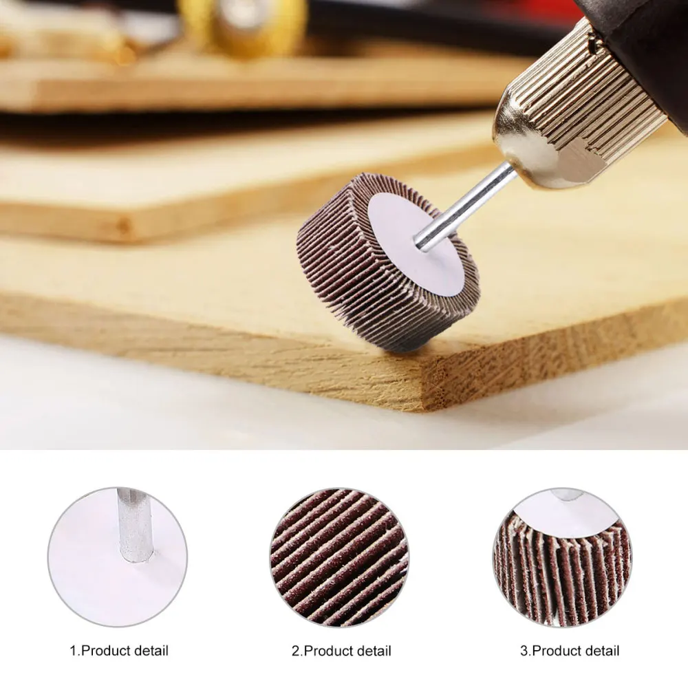 

10Pcs Louver Grinding Head with Handle Hundred Impeller Sandpaper Wheel Polishing Wheel Sandpaper Polishing Rotary Tools (Assort