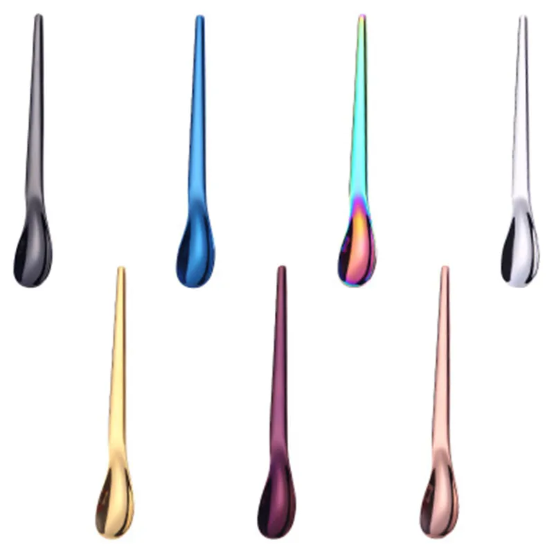 

1pc New 304 stainless steel stirring spoon titanium-plated coffee ice cream dessert spoon small spoons