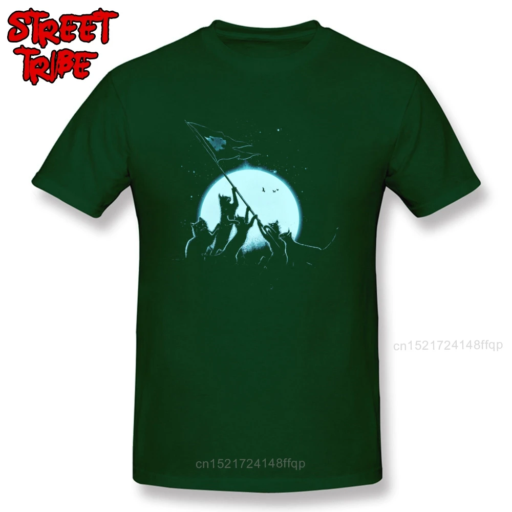 Футболка мужская с принтом ночной Луны и котов|Мужские футболки| |