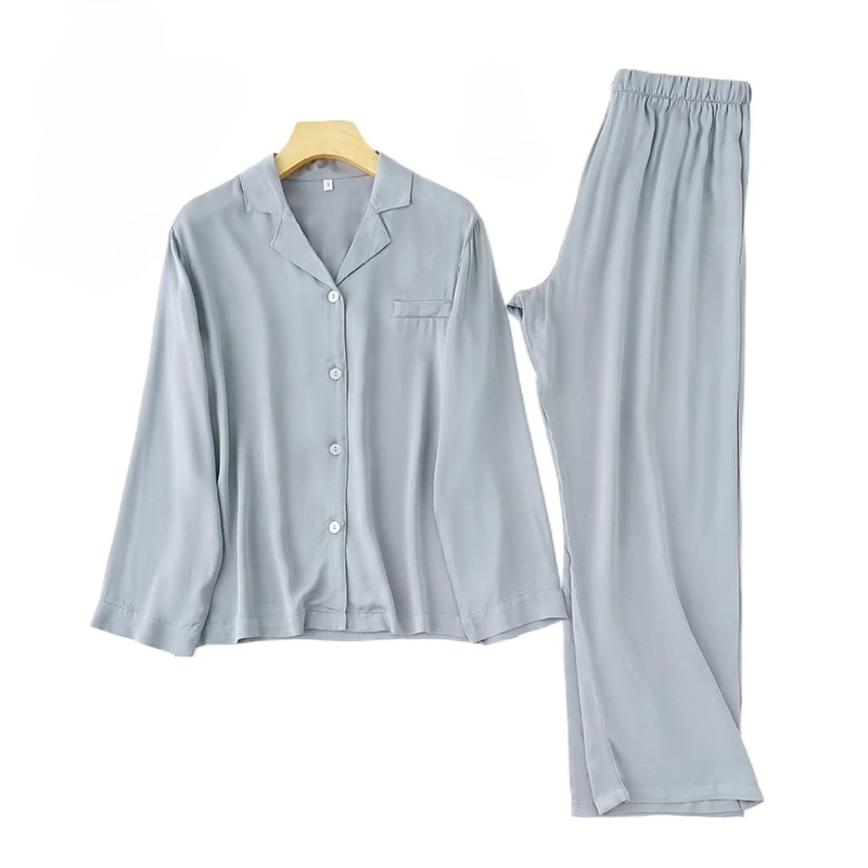 Женский пижамный комплект однотонная Домашняя одежда с карманами из двух