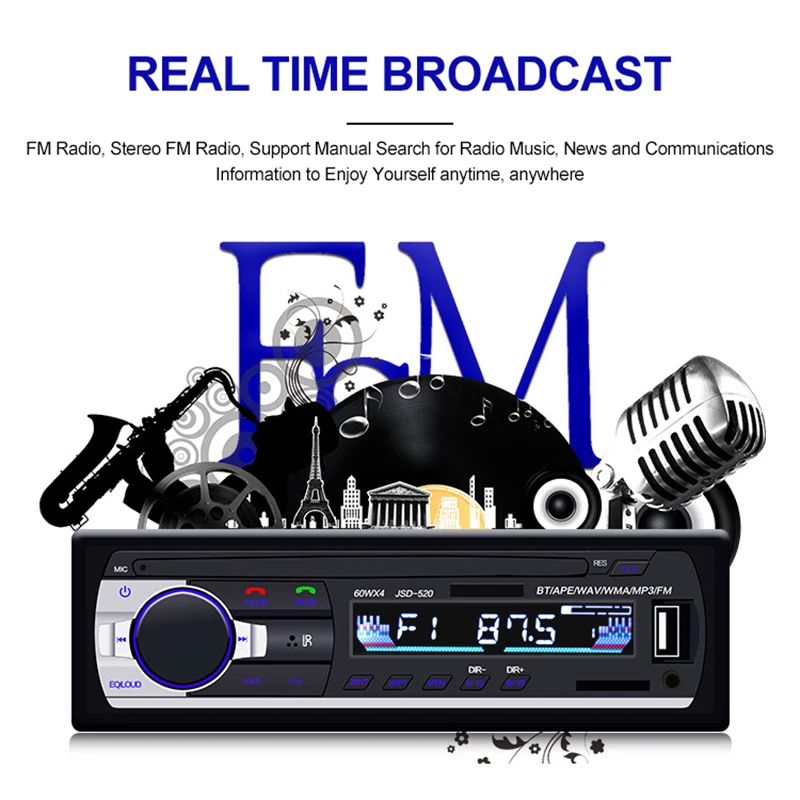 Автомобильный мультимедийный плеер 12V In dash 1 Din Bluetooth Авторадио MP3 музыкальный
