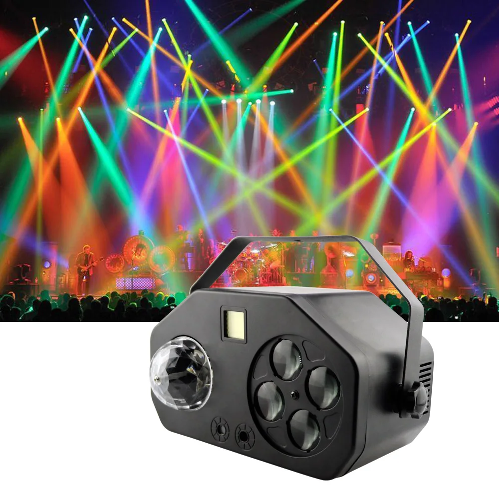 

Sounds Party Lights La-ser Projector RGBW Stage Light Music Center Strobe Lamp for Wedding Party Dance DJ Disco Magic Ball