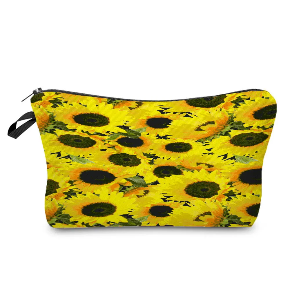 

Повседневный органайзер для косметики с принтом подсолнуха, красивая сумка для хранения для женщин, портативная женская косметичка, малень...