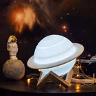 Светодиодный ночной Светильник челнока Перезаряжаемые 3D принт лампа Сатурна для детей луна светильник с 2 Цвета 16 Цвета удаленного Подарки