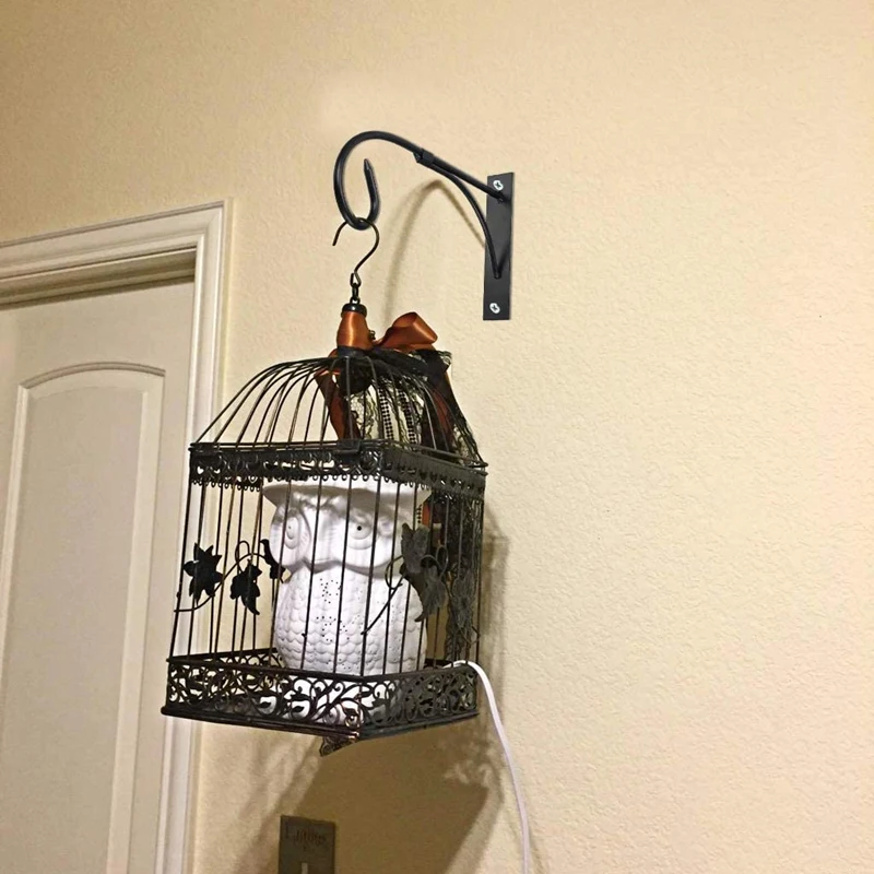 

4 Pcs Plant Basket Bracket,Metal Wall Hanging Hook,Hanging Basket Bracket for Garden Bird Feeders,Wind Chimes,Lantern