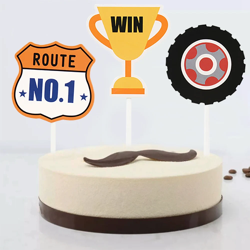6 шт./компл. гоночный автомобиль темативечерние торт Topper Win № 1 трофей С Днем