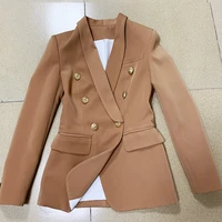 excellent quality 2021 newest fashion designer women blazer double breasted lion buttons shawl collar blazer jacket