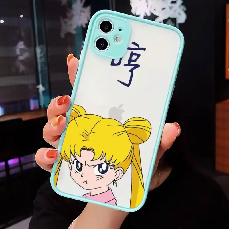 

Anime Sailor Moon Princess Phone Cases Matte transparent For blue iPhone 12 Mini 11 Pro XR XS Max 7 8 Plus X Back Cover